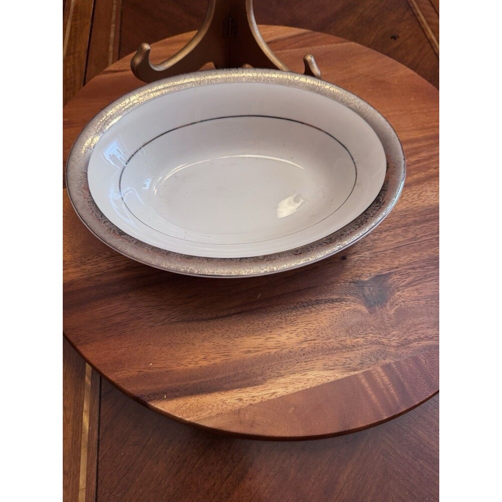 Vintage Chatham Fine China Platinum Rimmed Oval  Serving Dish